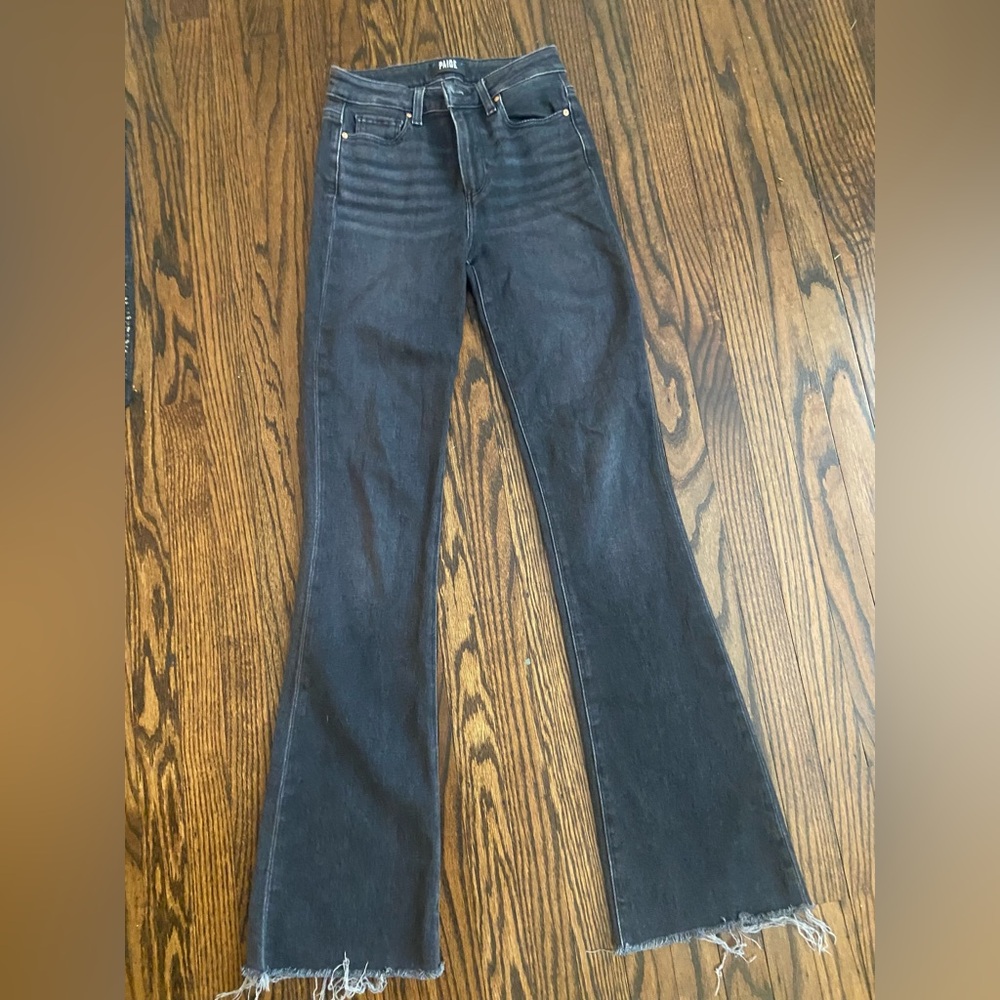 PAIGE High Rise Laurel Canyon, Black Boot Cut Women's Jeans
